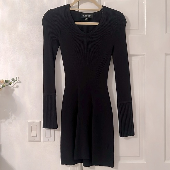 Laundry by Shelli Segal Black Ribbed Knit Sweater Dress XS - Picture 3 of 12